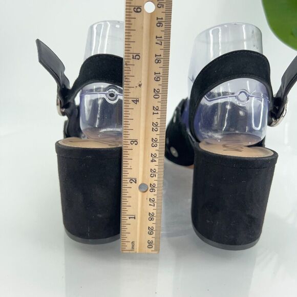 Sam Edelman Seana Women's 8.5 Suede Leather Grommet Scalloped Slingback Sandals - Picture 6 of 13